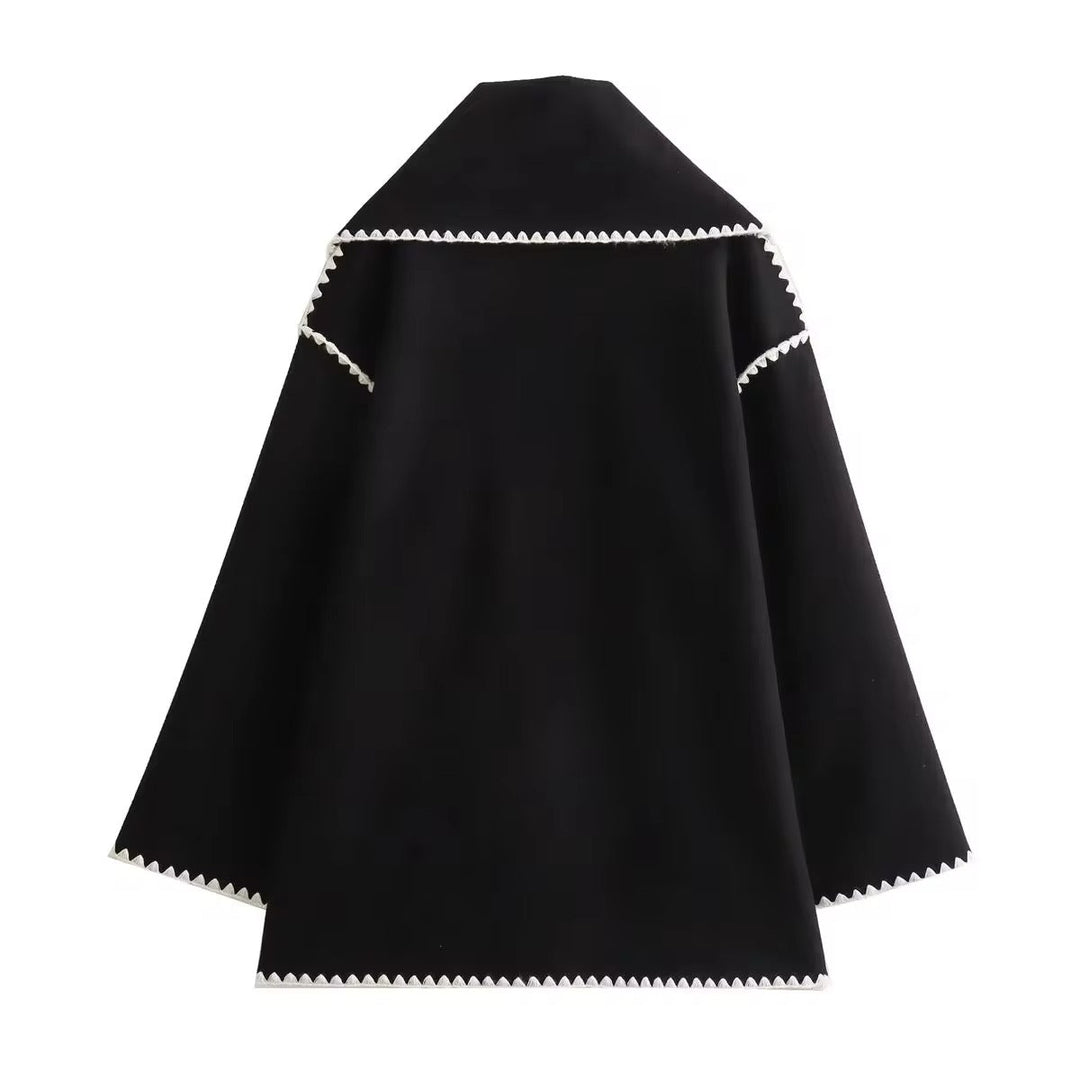Synia - Manteau À Franges Brodé Avec Écharpe Assortie