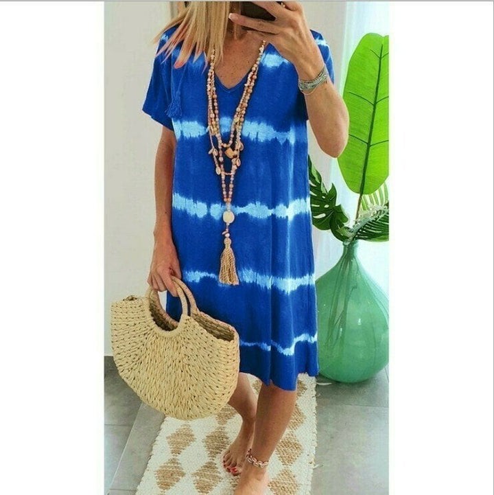 Karlaa - Robe Ample D'été À Rayures en Batik
