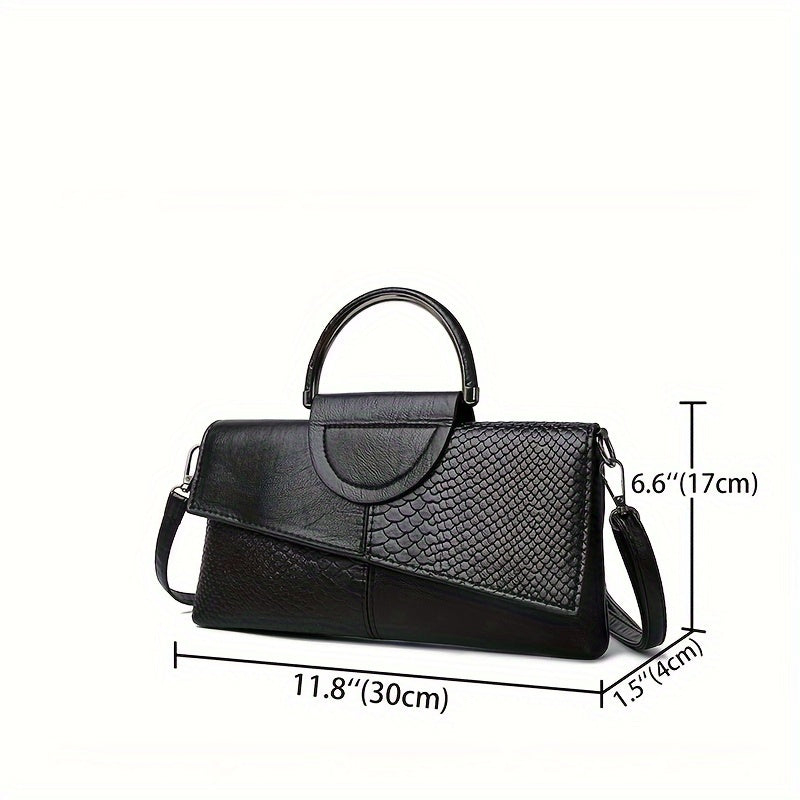 Geetika - Sac À Main Rétro en Imitation Crocodile Avec Fermeture À Glissière