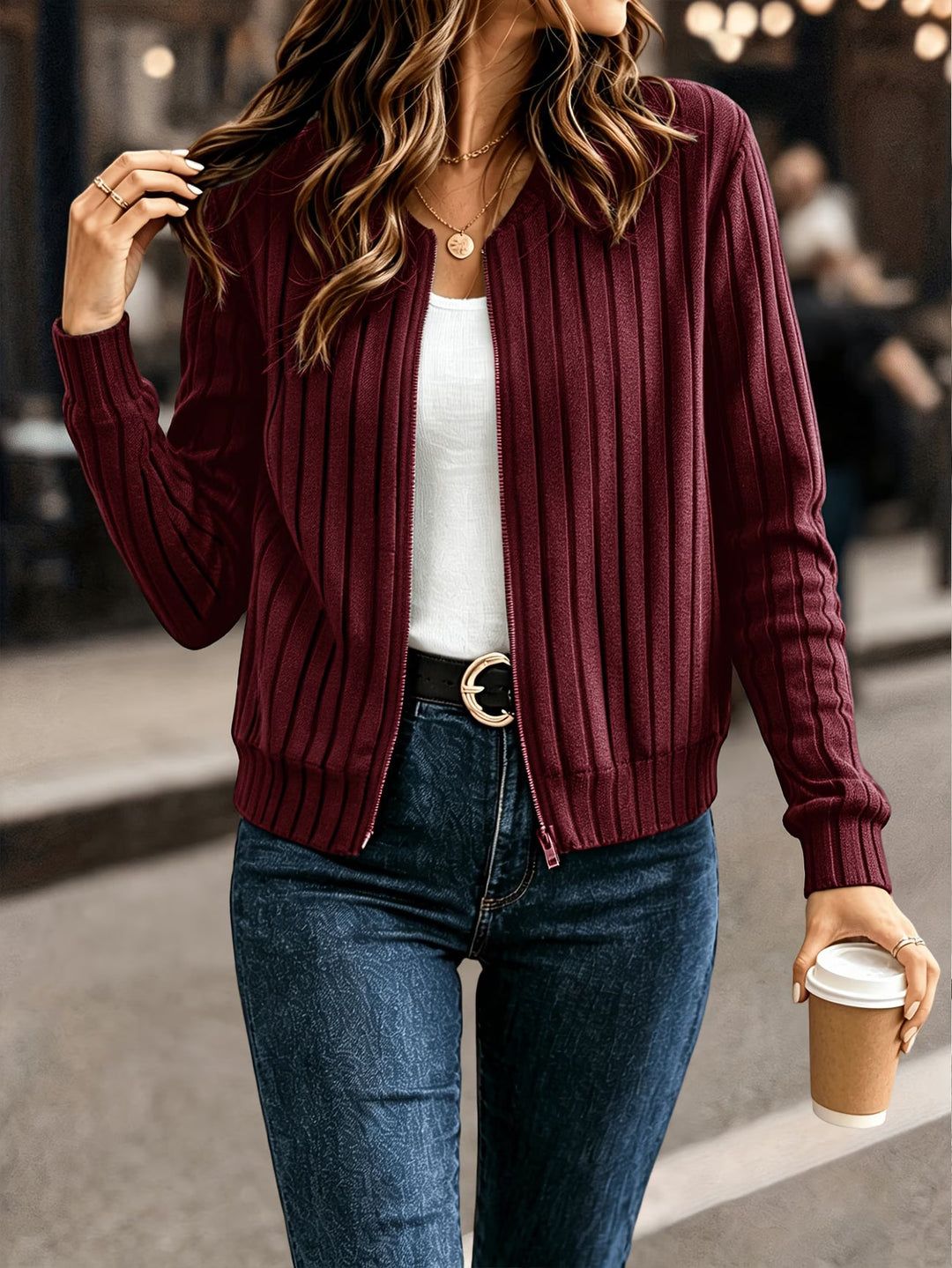 Nalia - Veste en Maille À Manche Unique
