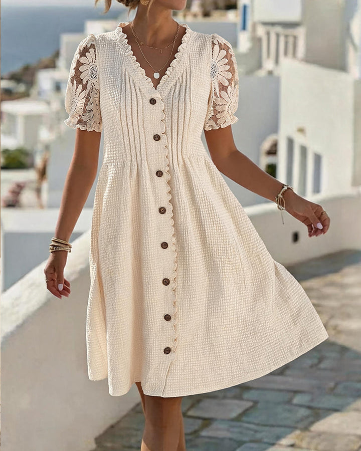 Deneke - Robe à Manches Ballon en Patchwork de Dentelle « Sunflower »
