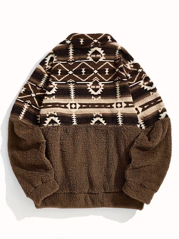 Limina - Sweat-Shirt Teddy À Demi-Zip Et Motif Géométrique