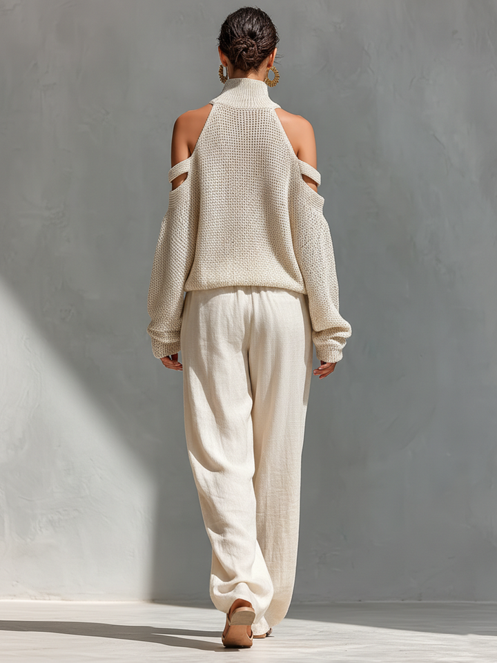 Elyzia - Ensemble Composé d'un Haut En Maille et d'un Pantalon Large