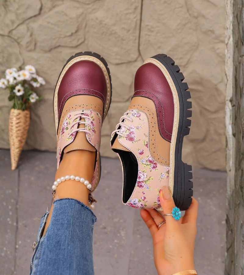 Kiela - Chaussures Oxford À Motif Floral Et Semelle À Crampons Épais