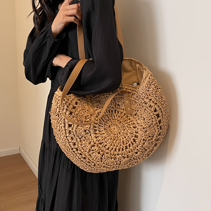 Cléa - Sac Cabas Rond en Paille Tressée