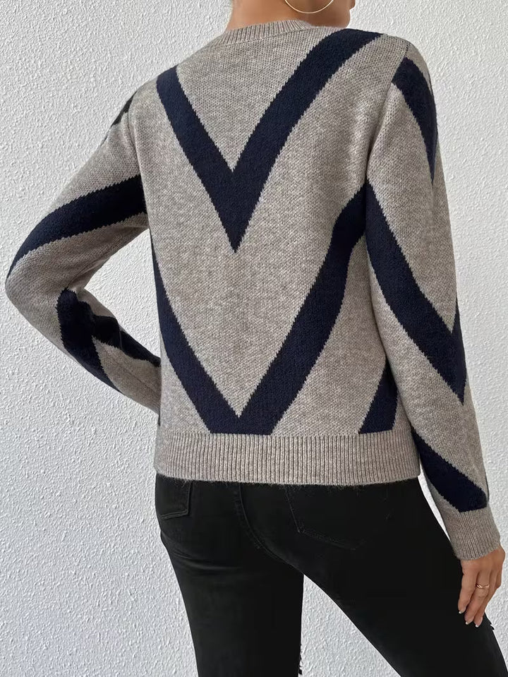 Minaza - Pull À Col Rond Et Motifs Géométriques