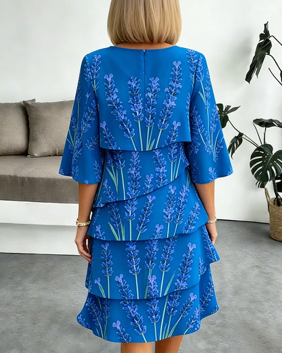 Liania - Robe Superposée À Imprimé Lavande