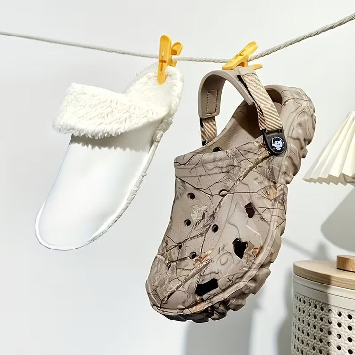 Sjoukje - Sabots Camouflage Doublés de Polaire Avec Lanières Réglables