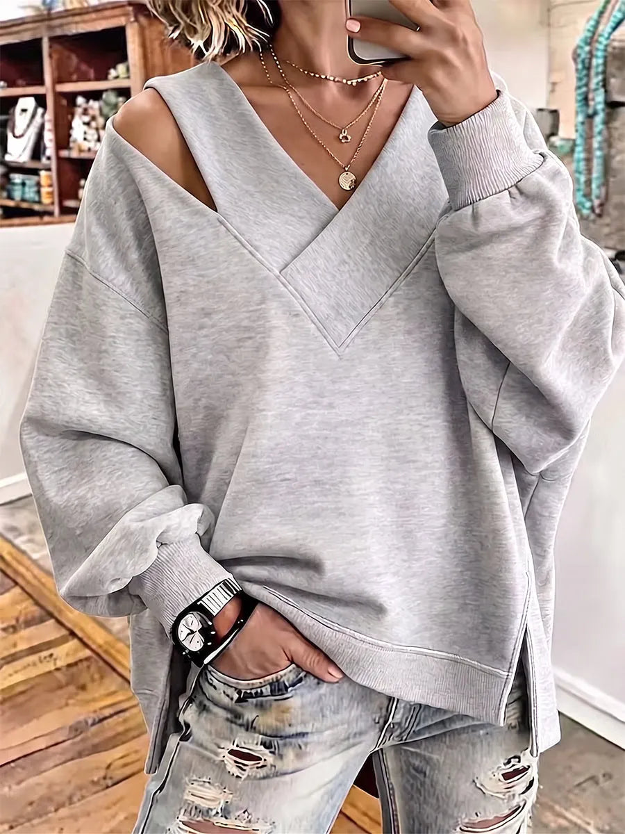 Kirstan - Sweat Oversize Chic à Encolure en V Ajourée