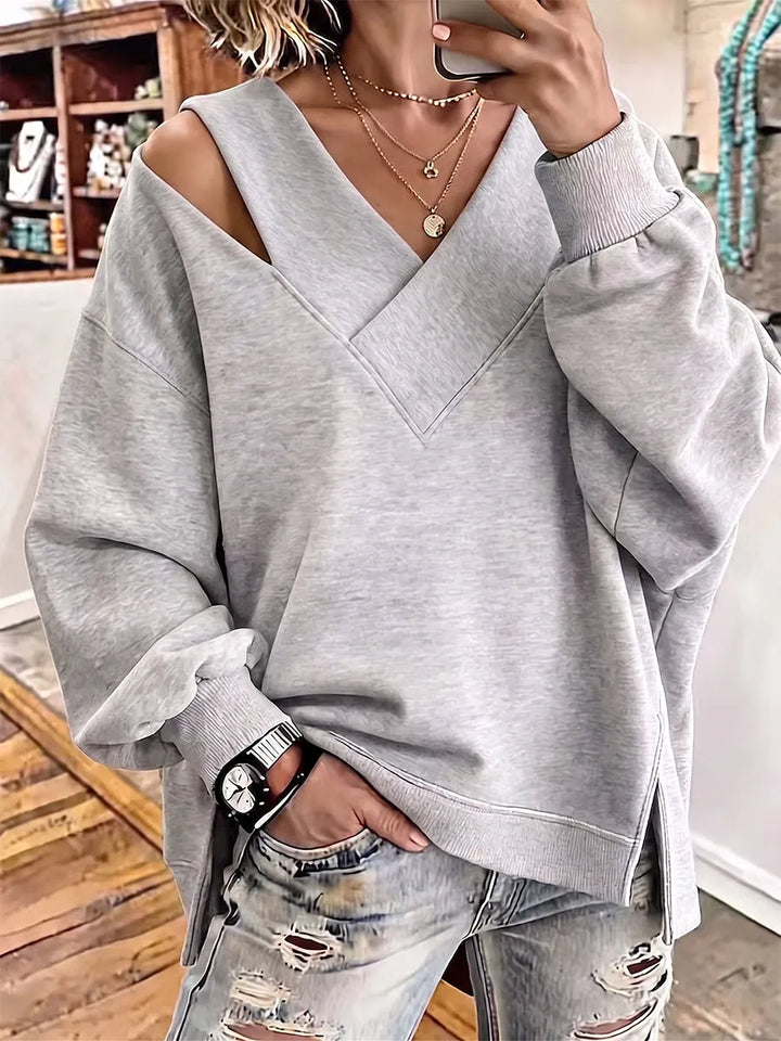 Kirstan - Sweat Oversize Chic à Encolure en V Ajourée