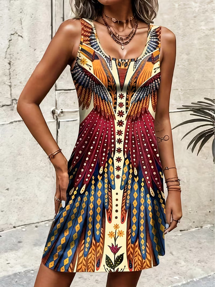 Sajila - Robe d'été Coupe Trapèze à Imprimé Bohème