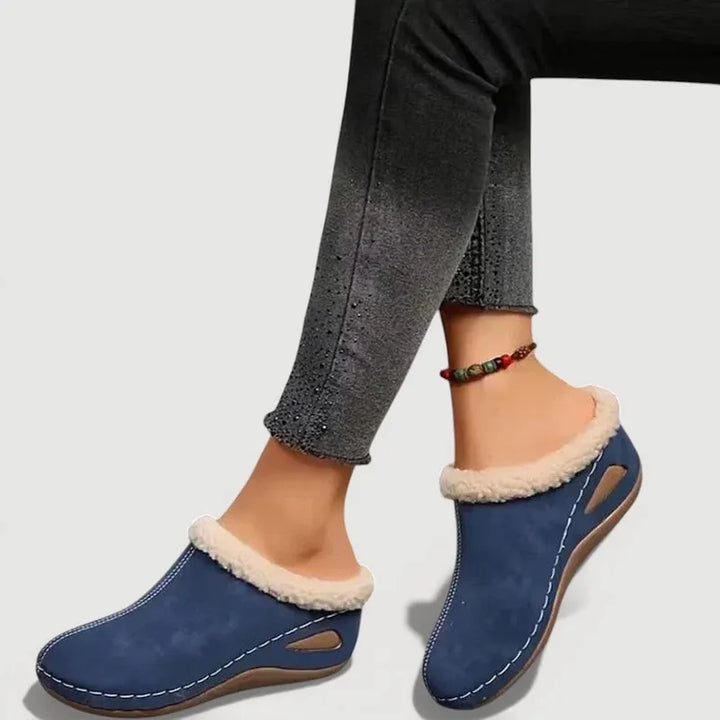 Achly - Pantoufles à Semelle Compensée en Denim Douillet