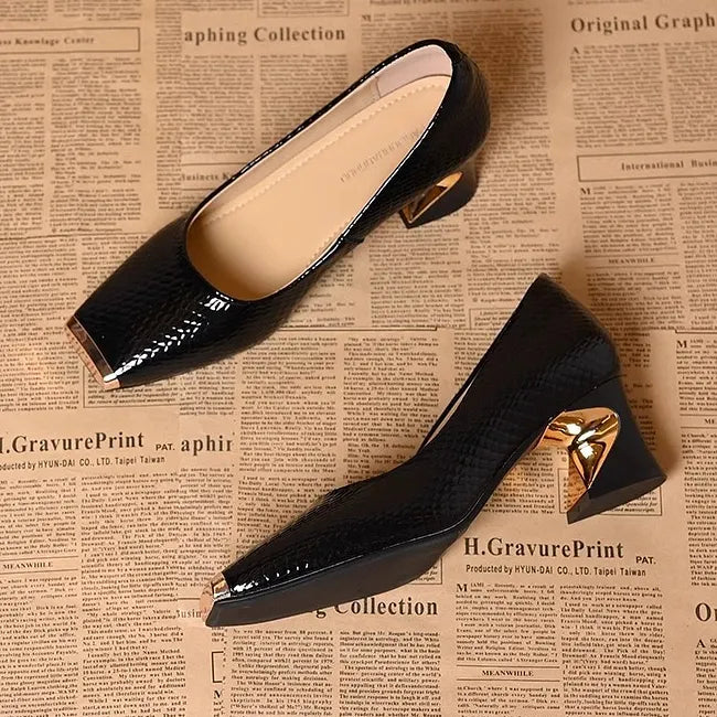 Merja - Escarpins À Talon Épais Et Motif Peau De Serpent