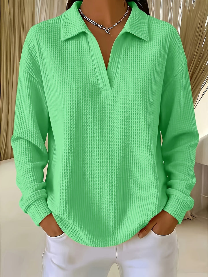 Nastya - Chemise Élégante À Col Polo Et Motif Gaufré