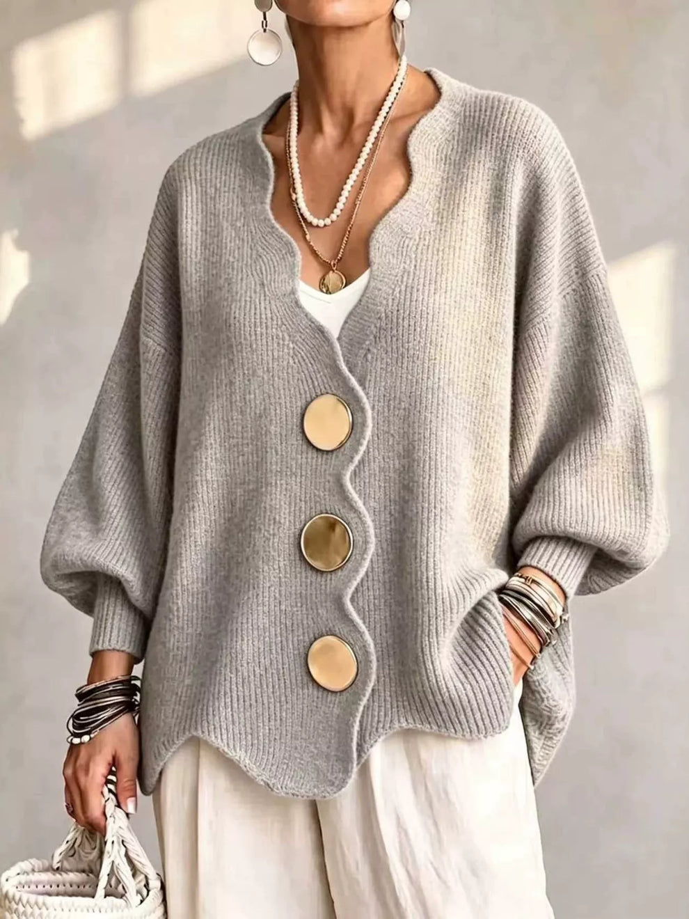 Gilian - Cardigan Boutonné À Bord Festonné