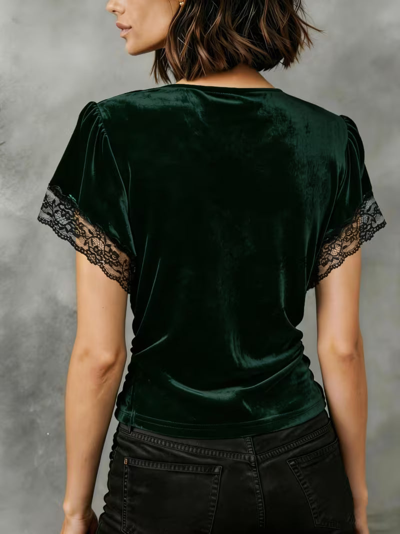 Jalisa - Chemisier Vintage En Velours « Cygne»