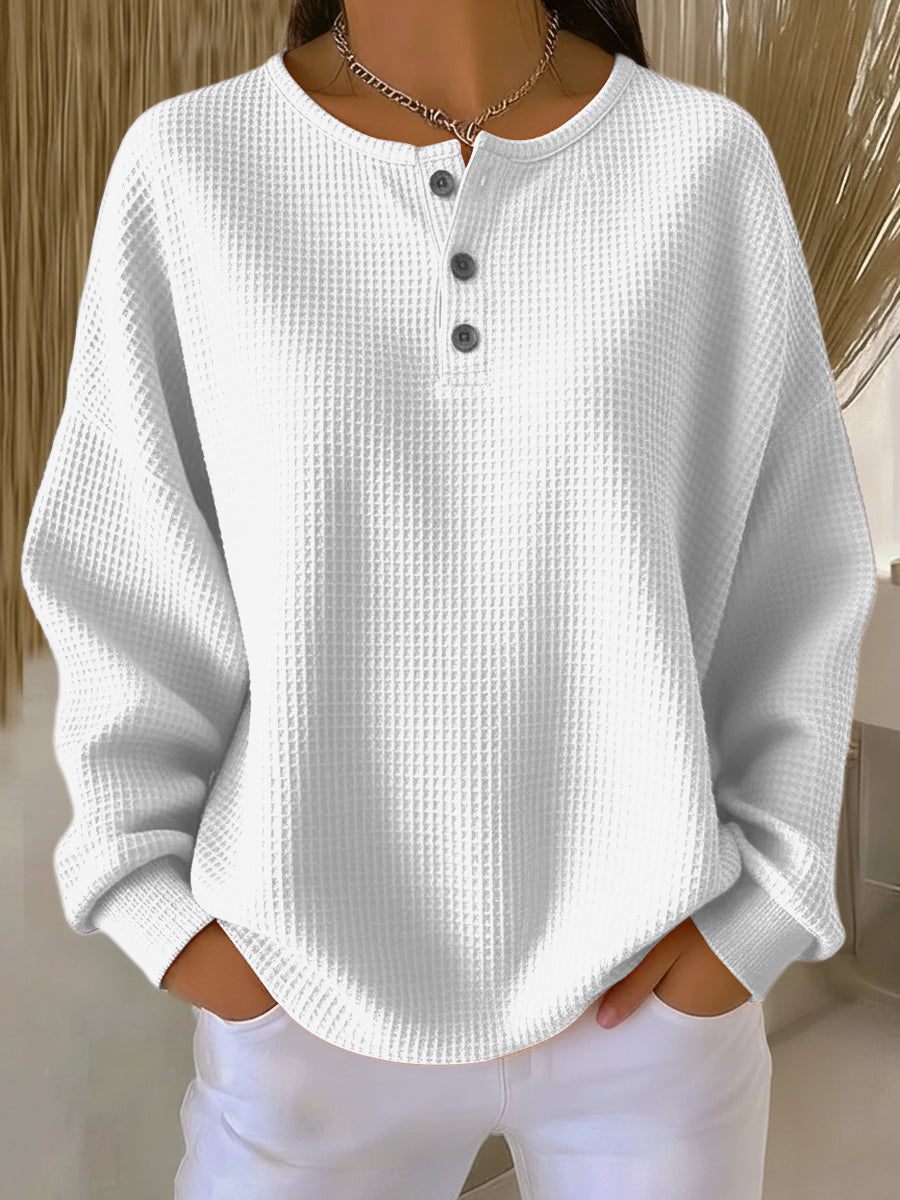 Ritona - Sweat-Shirt Henley en Maille Gaufrée