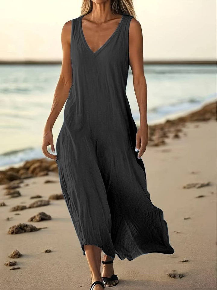 Brina - Élégante Robe Longue Sans Manches À Col en V