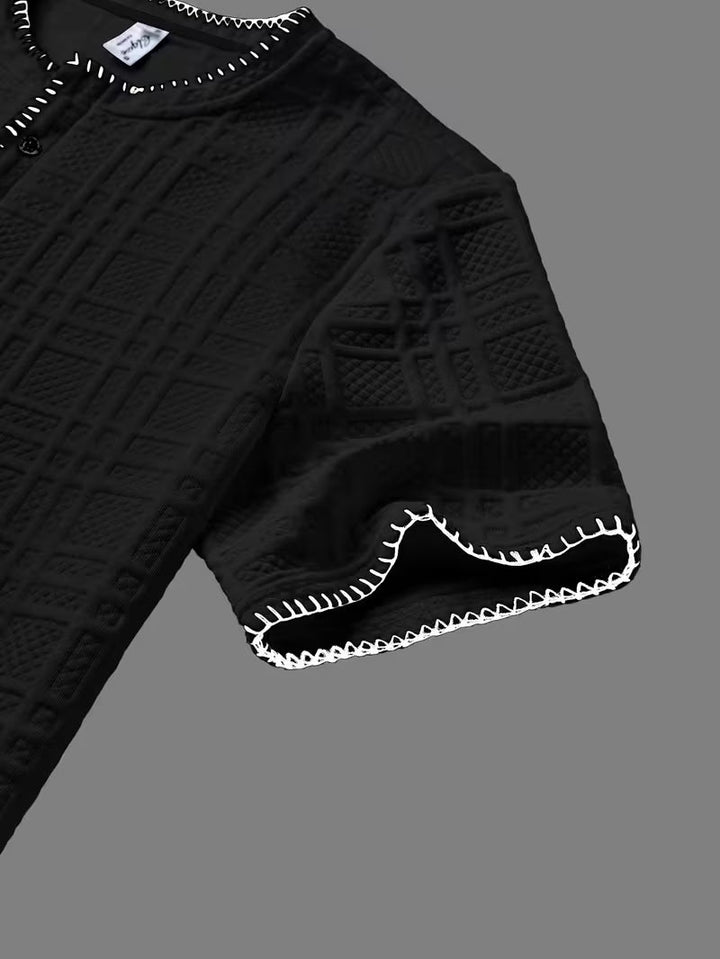 Layton - T-chemise Henley à Manches Courtes Texturé