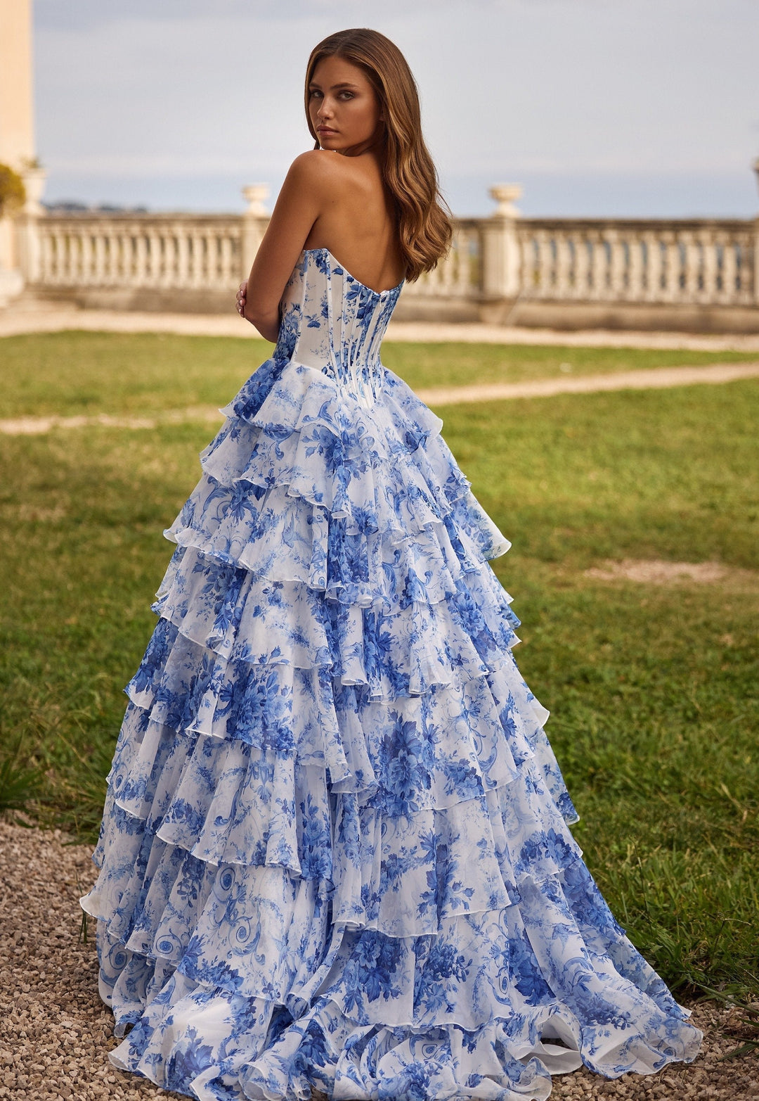 Miolina - Robe De Soirée Sans Bretelles à Volants Superposés