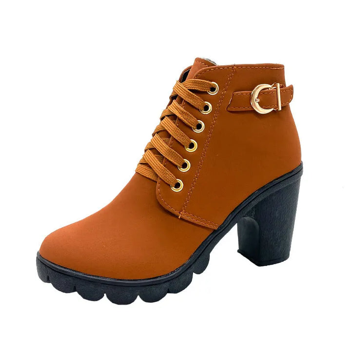 Wiltrud - Bottines à Lacets et Talons Carrés