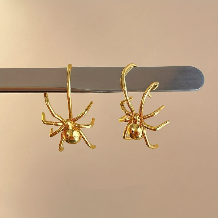Amnuai - Boucles D'oreilles Créoles Avec Pendentif Araignée