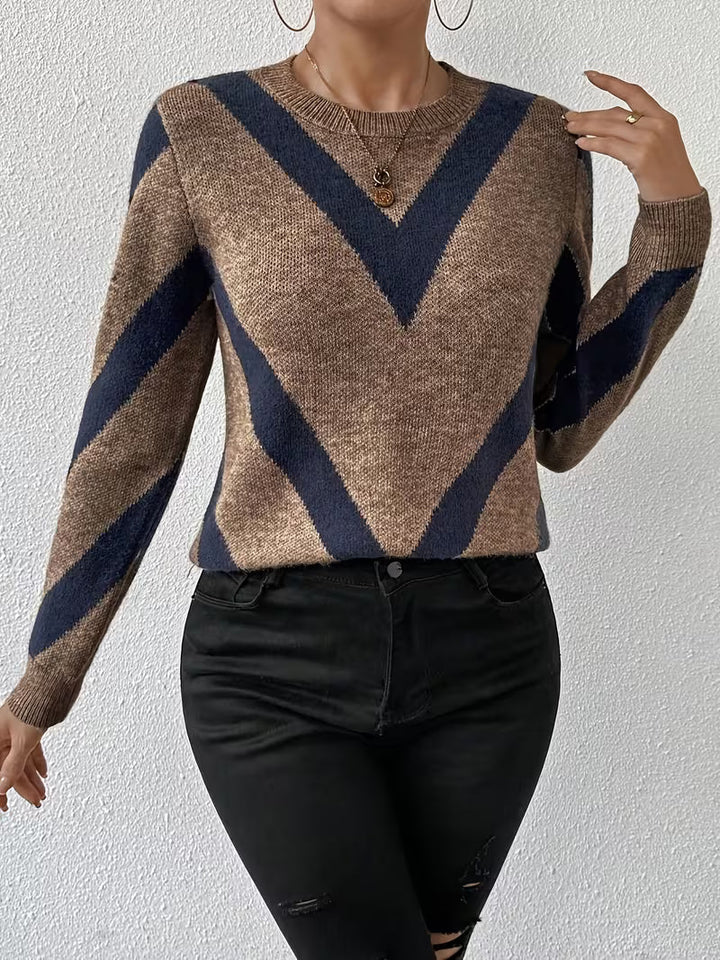 Minaza - Pull À Col Rond Et Motifs Géométriques