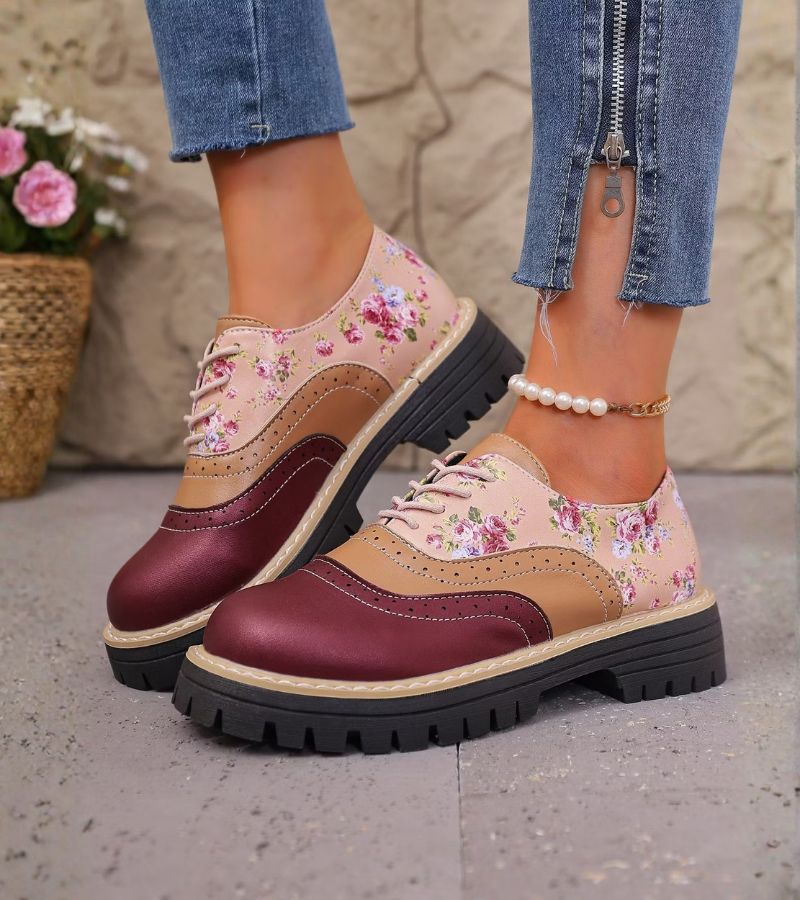 Kiela - Chaussures Oxford À Motif Floral Et Semelle À Crampons Épais