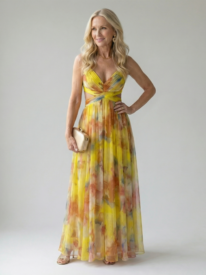 Xeenia - Robe Longue élégante En Mousseline Avec Découpes