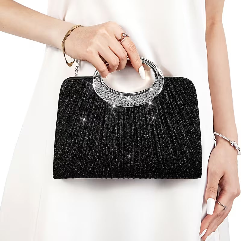 Lizzana - Sac À Main Rond Brillant À Plis