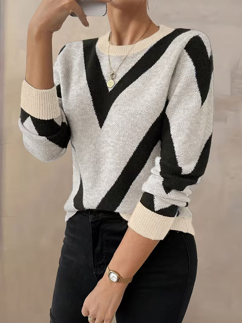 Minaza - Pull À Col Rond Et Motifs Géométriques