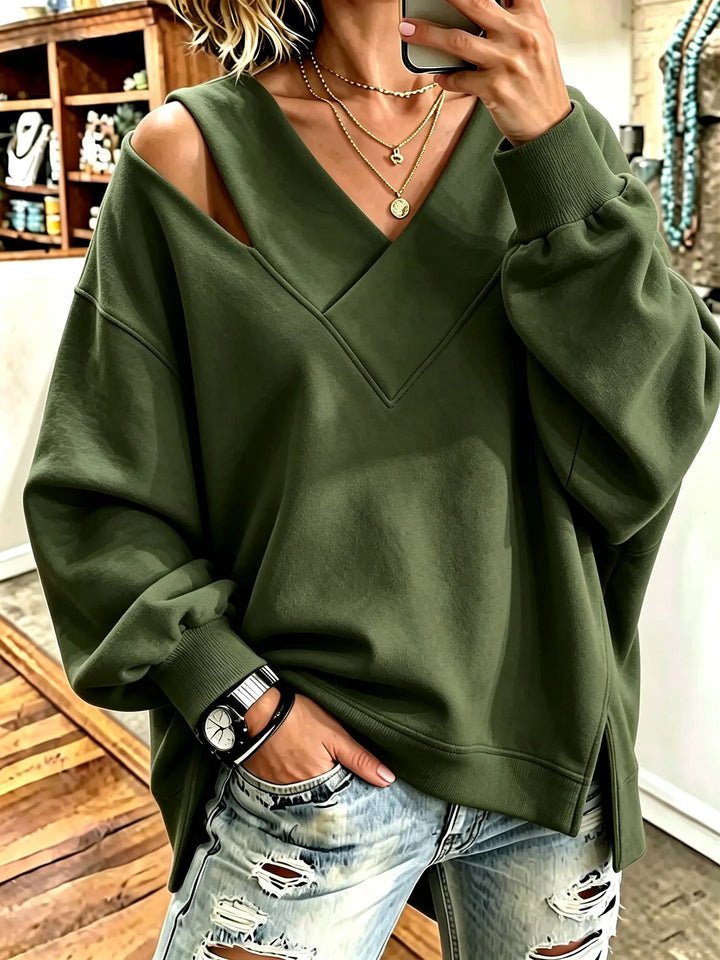 Kirstan - Sweat Oversize Chic à Encolure en V Ajourée