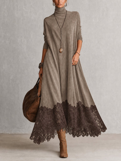 Albria - Robe Longue à Manches Longues Style Vintage
