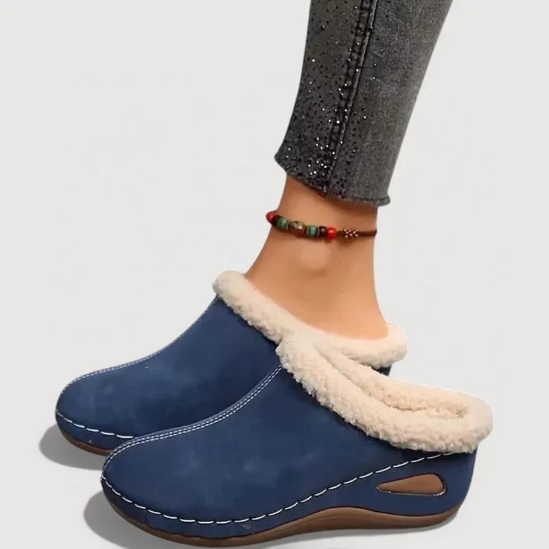 Achly - Pantoufles à Semelle Compensée en Denim Douillet