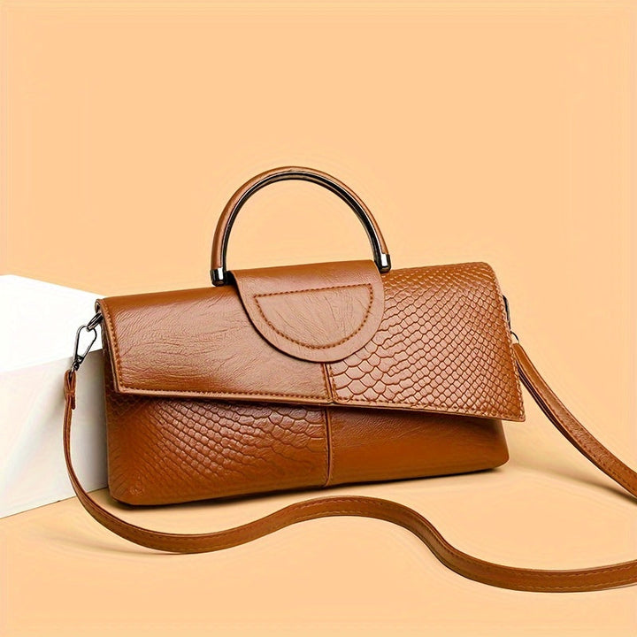 Geetika - Sac À Main Rétro en Imitation Crocodile Avec Fermeture À Glissière