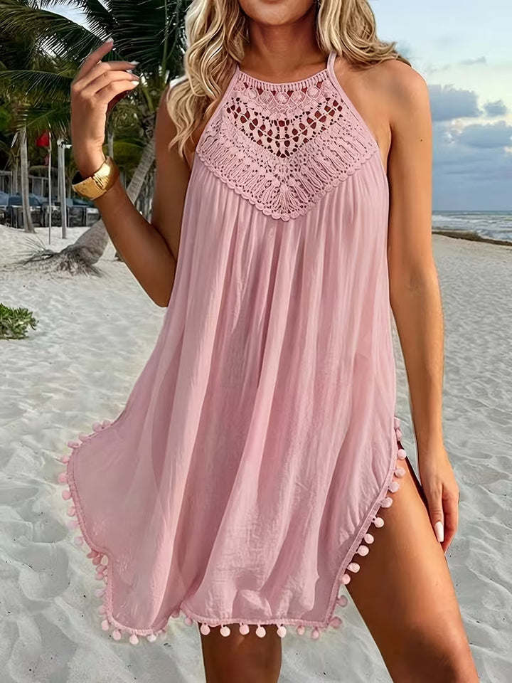 Shiena - Robe Élégante en Dentelle AU Crochet À Col Licou