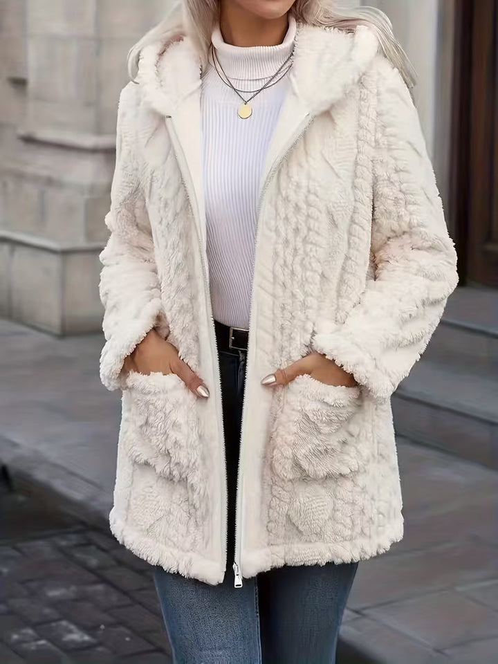 Elima - Cardigan À Capuche en Peluche Réversible Avec Fermeture Éclair