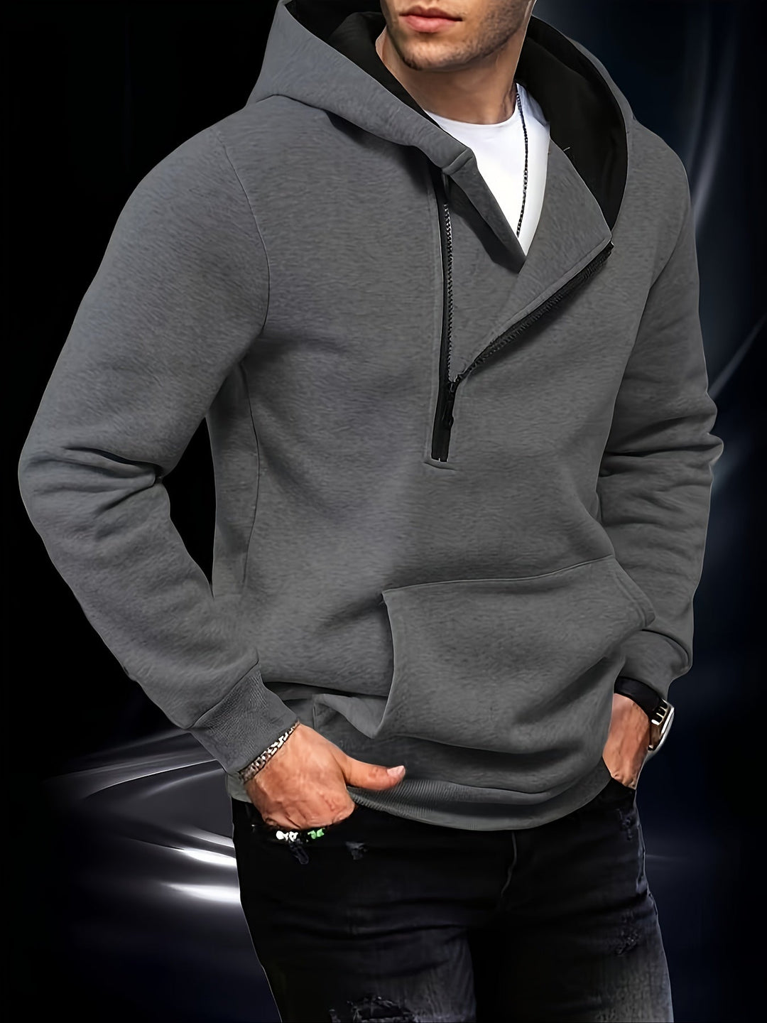 Jaylen - Sweat À Capuche À Manches Longues Et Demi Zip