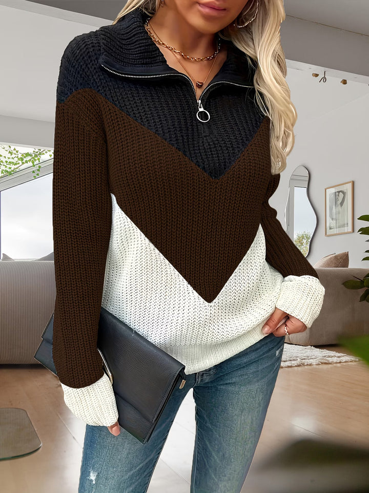 Fagina - Pull Tricoté Élégant À Demi-zip
