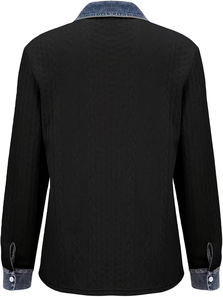 Eryna - Chemise à Manches Longues en Maille Torsadée Avec Col en Jean