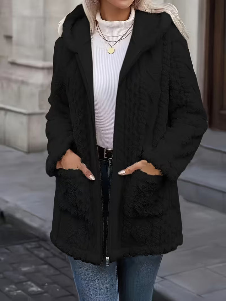 Elima - Cardigan À Capuche en Peluche Réversible Avec Fermeture Éclair