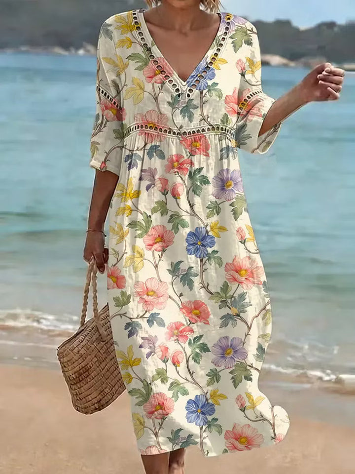 Nona - Robe en Coton Et Lin À Imprimé Floral