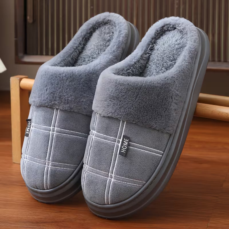 Bugra - Pantoufles en Peluche À Motif À Carreaux