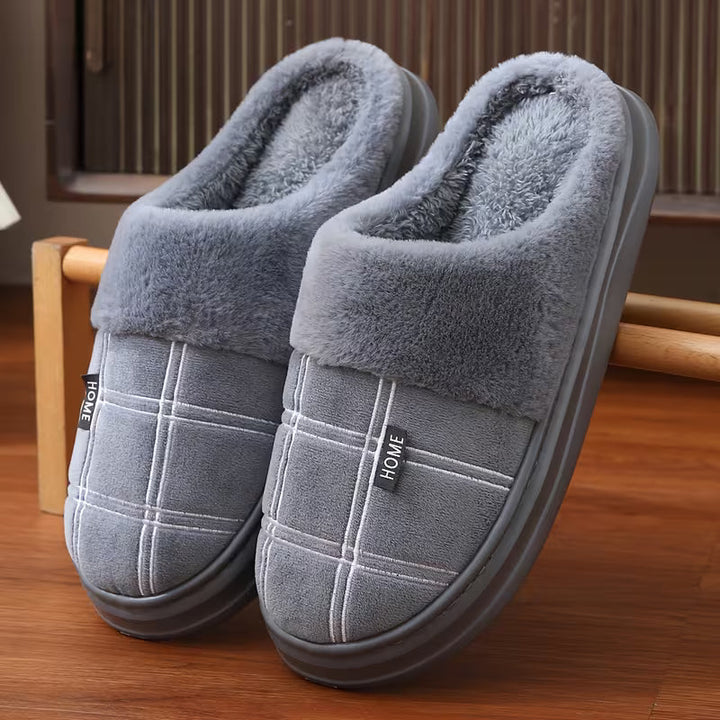 Bugra - Pantoufles en Peluche À Motif À Carreaux