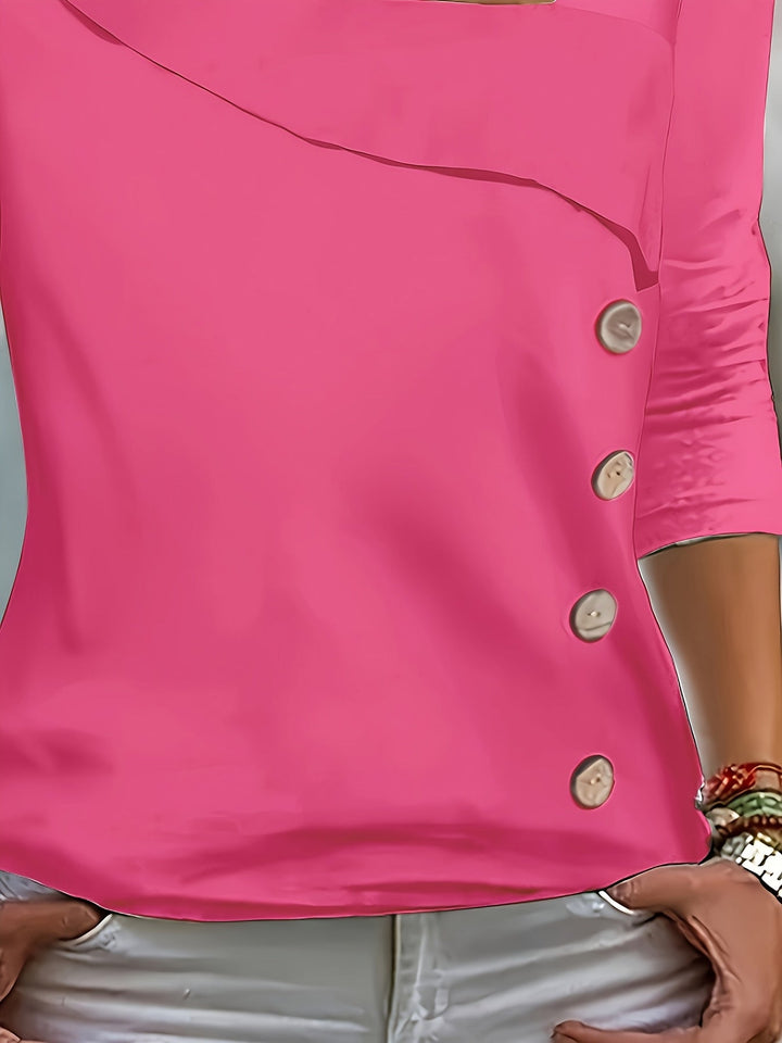 Vanesso - T-shirt À Col Asymétrique Orné De Boutons Décoratifs