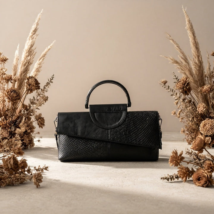 Geetika - Sac À Main Rétro en Imitation Crocodile Avec Fermeture À Glissière