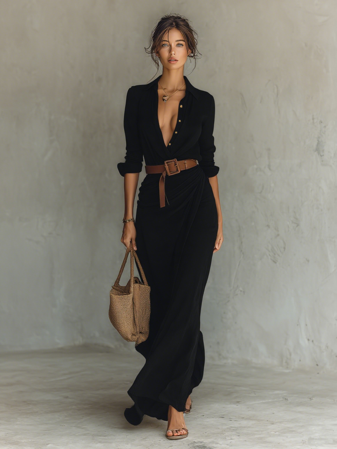 Moona - Robe À Manches Longues et Revers