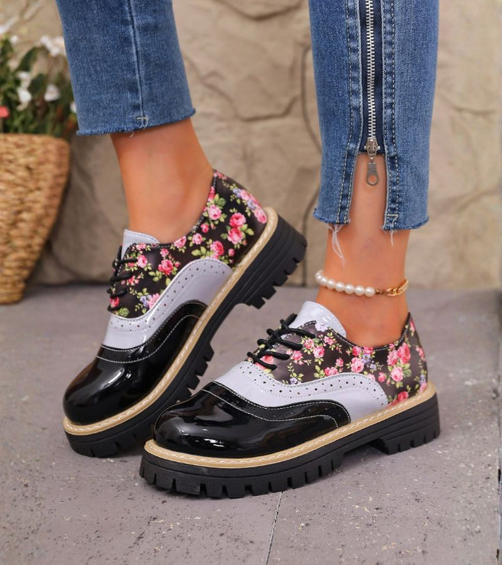 Kiela - Chaussures Oxford À Motif Floral Et Semelle À Crampons Épais