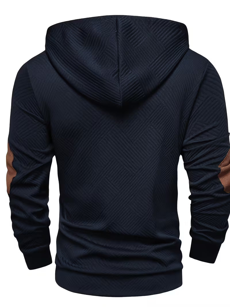 Alejandro - Textured Hooded Sweatshirt with Contrast Elbow Patches