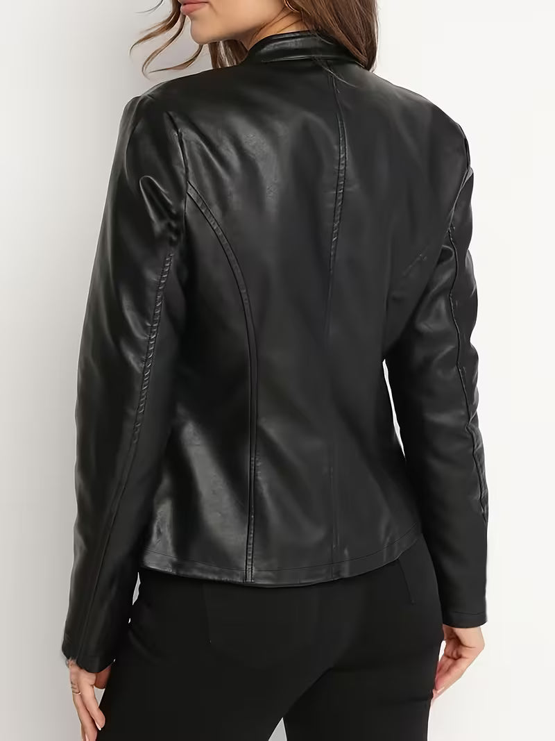 Siliena - Veste Élégante en Simili Cuir Avec Fermeture Éclair
